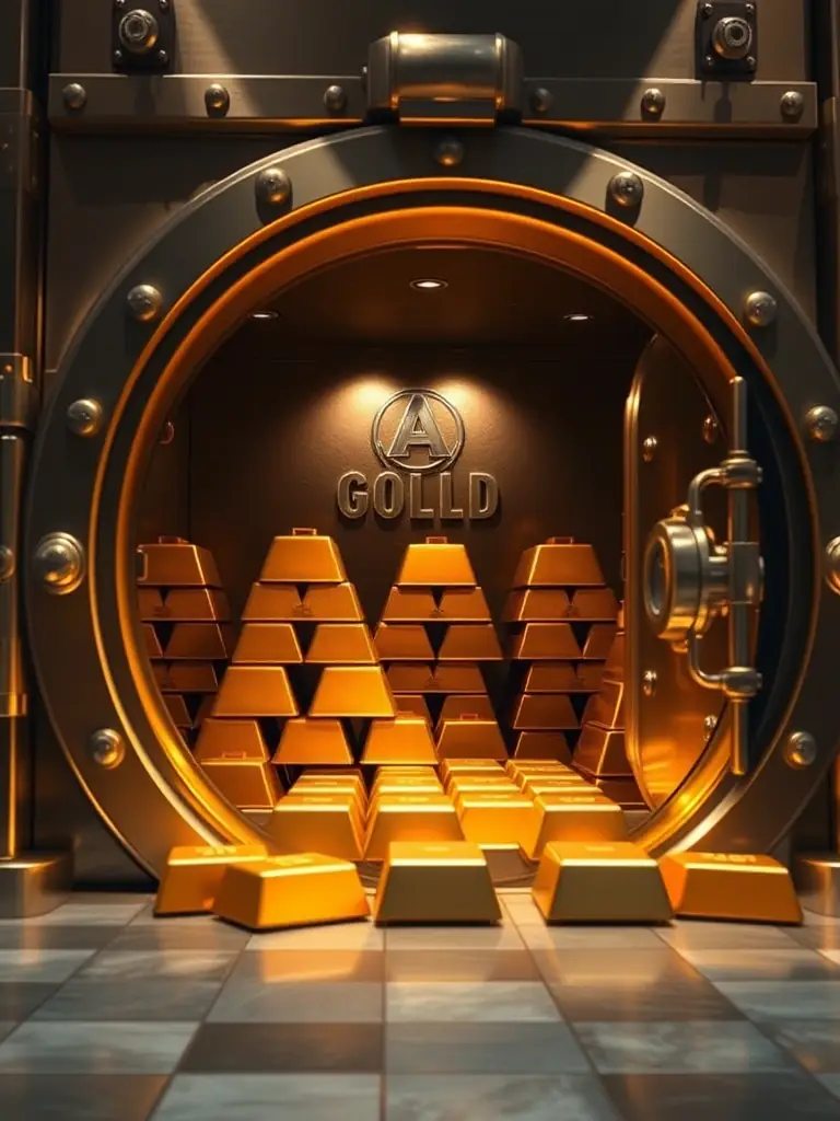 A secure vault with gold bars and stacks of cash, symbolizing wealth preservation and financial security.