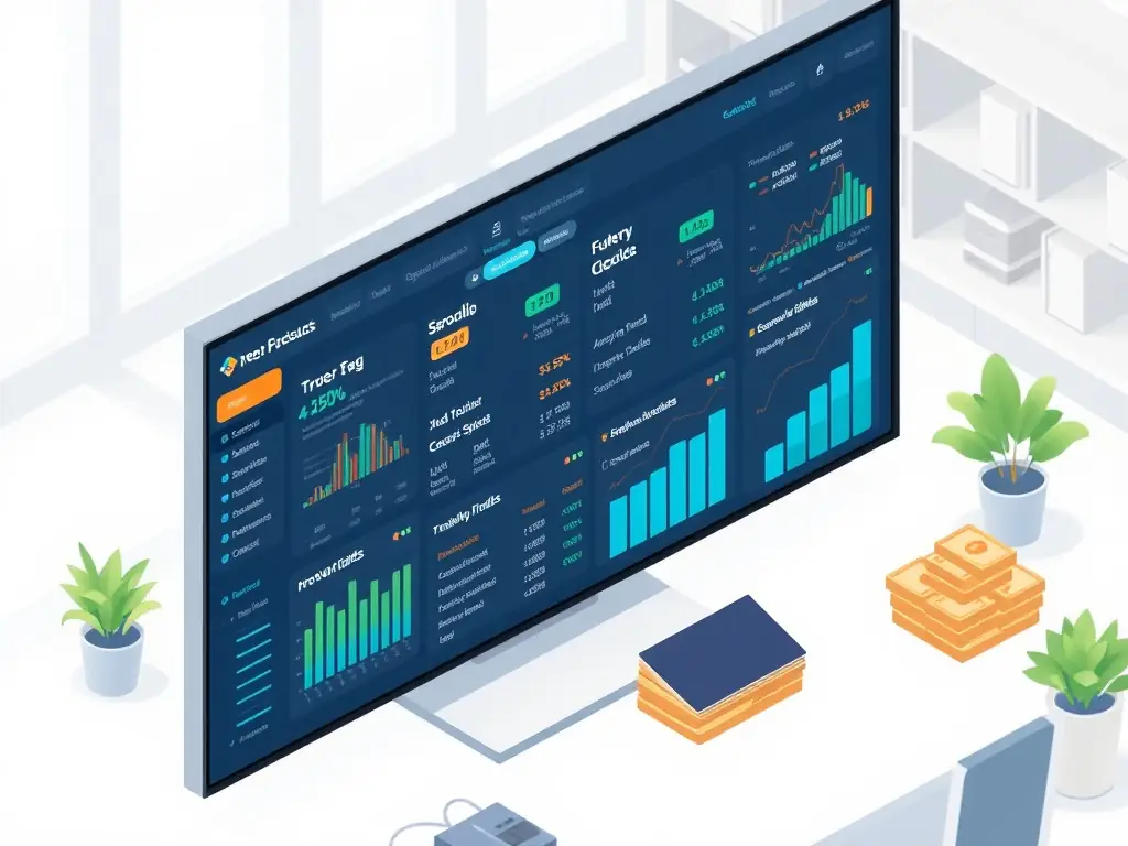 A diverse investment portfolio displayed on a digital screen, showcasing various asset classes such as stocks, bonds, and real estate. The image represents diversification and strategic investment.